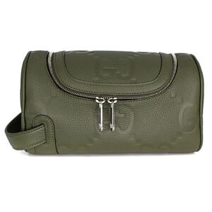 Gucci Case Khaki GG Green Cosmetic Jumbo